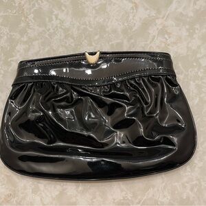 Vintage ROBIN clutch wallet Black Pantent Zip Closure
